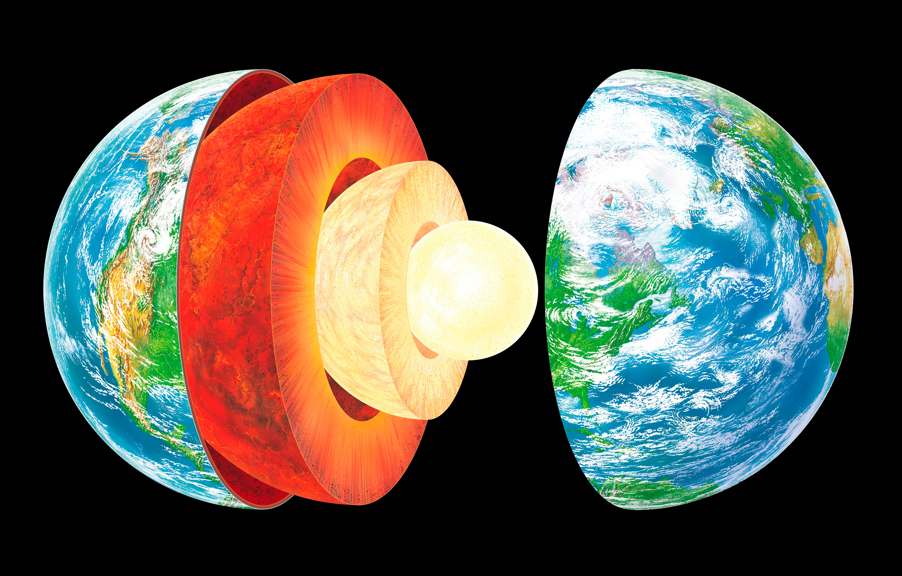 Illustration showing the Earth's internal structure