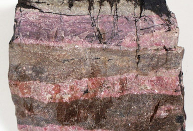 Banded rhodonite-tephroite rock