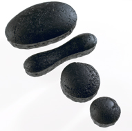 Tektites of varying shapes and sizes