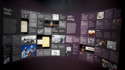 Historical timeline on wall in Identity