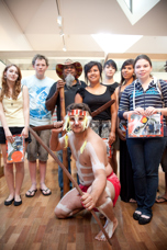 Guests attended a smoking ceremony and performance at Benalla Art Gallery as part of the My People, Culture and Country exhibition.