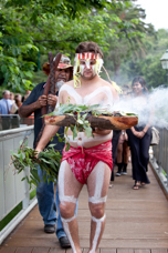 Guests attended a smoking ceremony and performance at Benalla Art Gallery as part of the My People, Culture and Country exhibition.