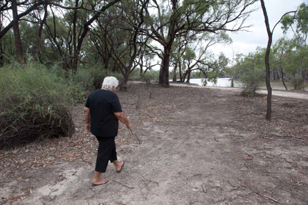 Aunty Barb Egan alongside the Murray River, Robinvale
