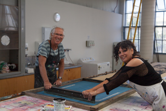 Kelly Koumalatsos and John Murray in the studio