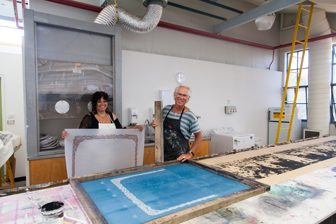 Kelly Koumalatsos and John Murray in the studio