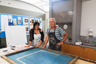 Kelly Koumalatsos and John Murray in the studio