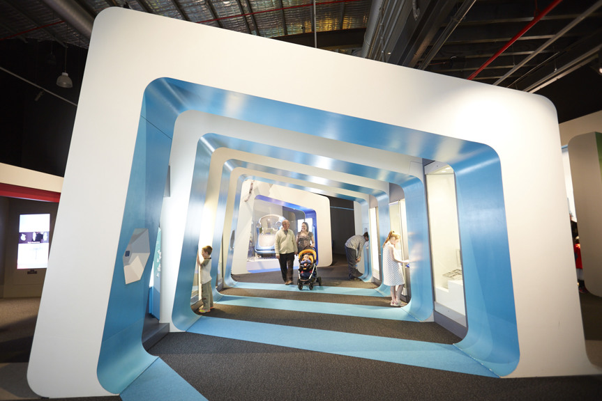 People walking in Think Ahead entrance Scienceworks