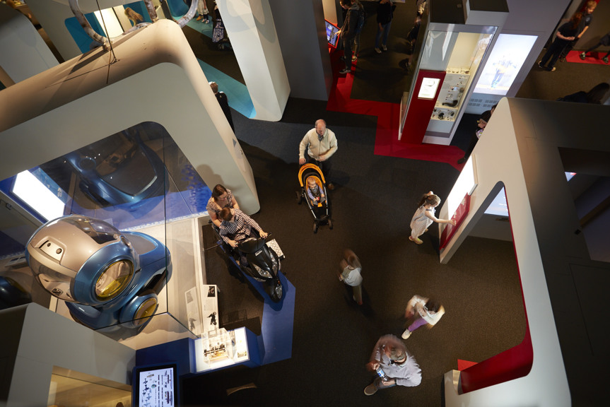 People in Think Ahead exhibition from above view