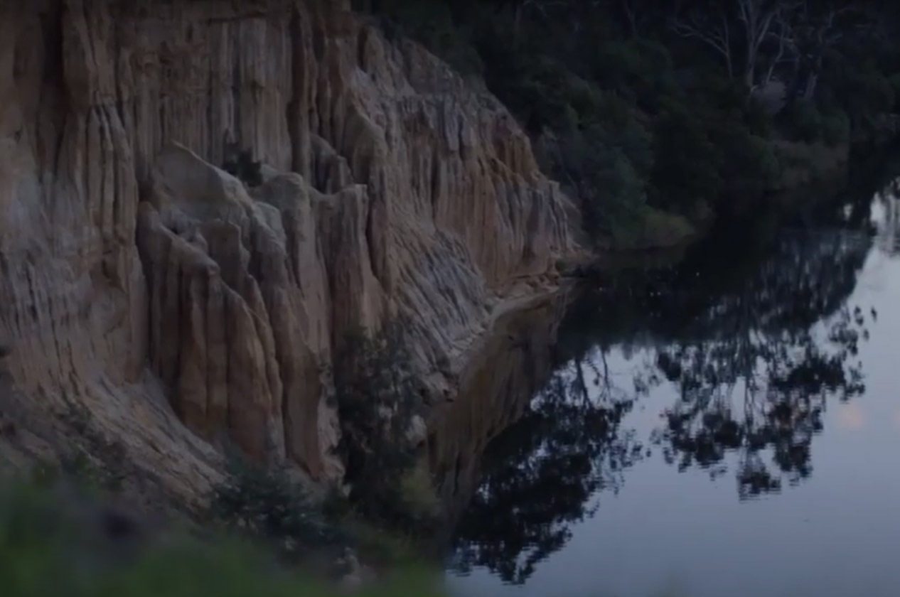 Barren cliffs on the edge of a river