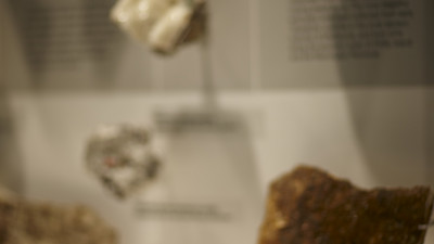 Geological specimens on display in the 600 Million Years Gallery