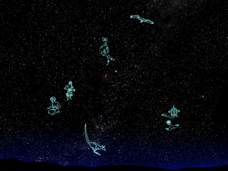 Night skies with outlined Boorong Constellations