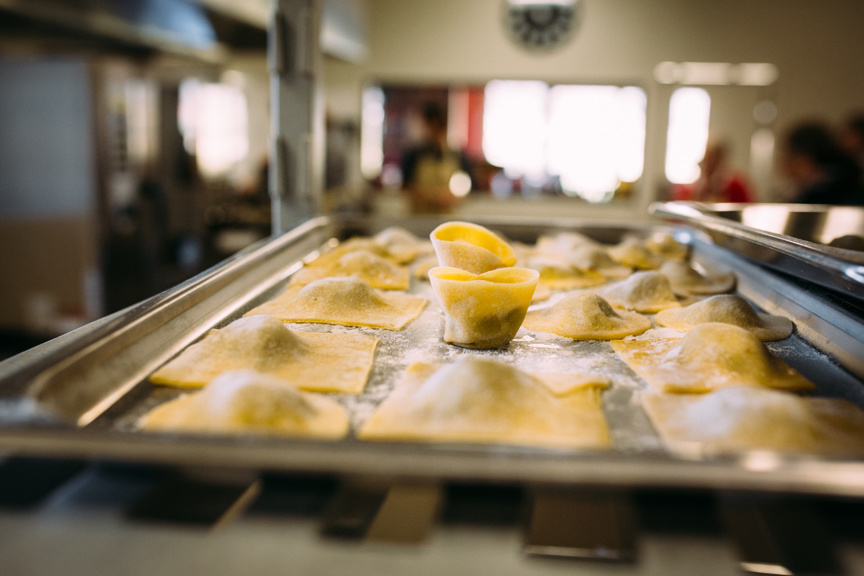 Homemade pasta about to be cooked. 
