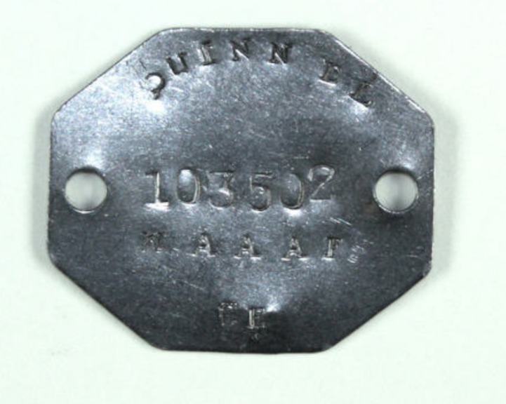A military identification tag. 