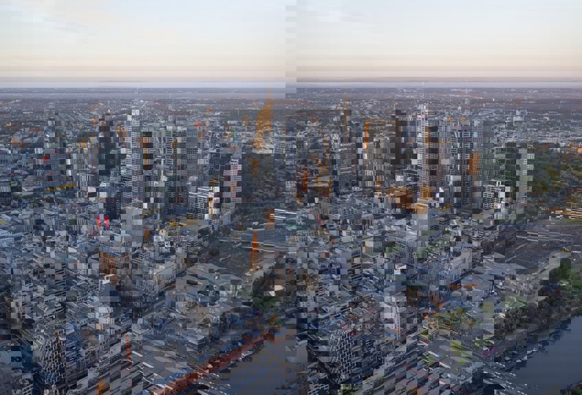 Aerial view of Melbourne city