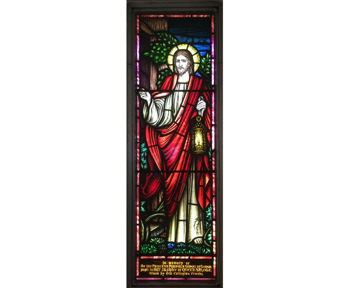 Stained glass window of Jesus