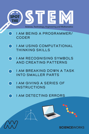 "Spot the STEM" poster: "I am being a programmer/coder"