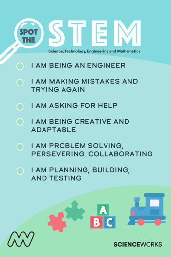 "Spot the STEM" poster: "I am being an engineer"