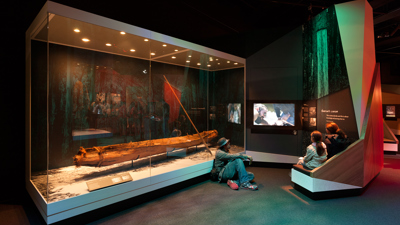 Booruns canoe on display