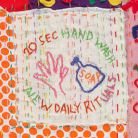 Hand embroidered quilt "20 sec hand wash a new daily rituals"