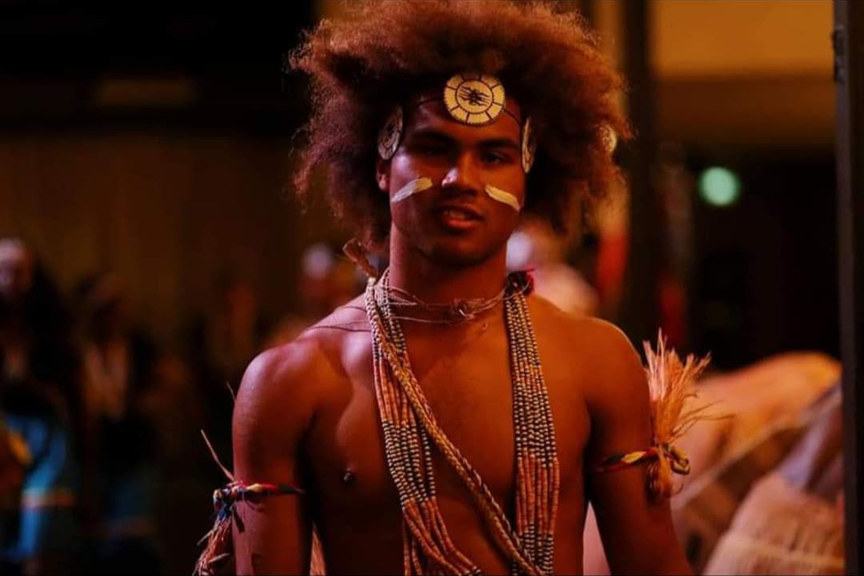 Man dressed in costume for a festival
