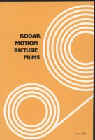 Cover of a brochure "Kodak Motion Picture Films". It has yellow background with a white circular graphic and black text