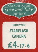 Colour printed price ticket. Predominantly red, with green and white blocks for text. Text is white and green.