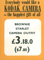 Small colour printed price ticket. White and yellow background with green text.