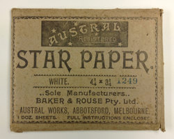 Brown envelope with brown text printed on the front
