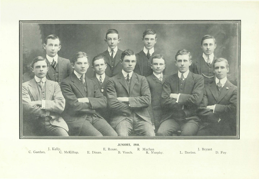 Portrait of a group of boys in school uniform with their arms crossed