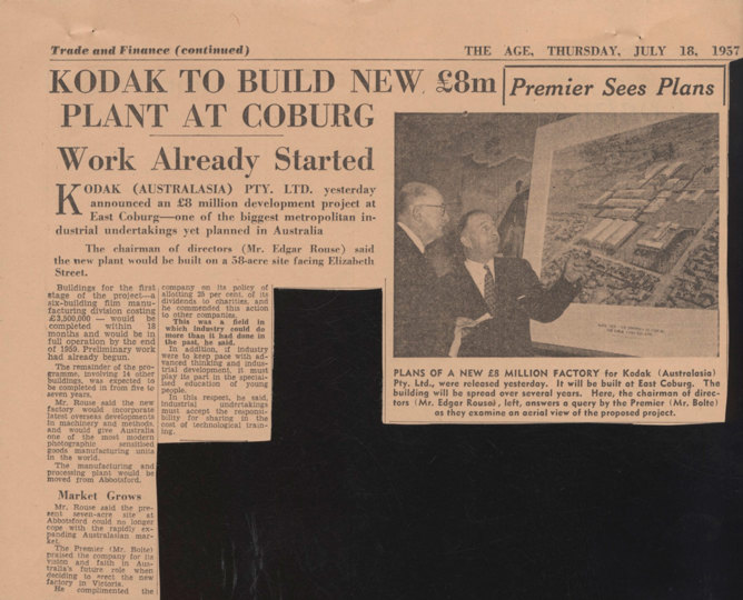 Clipped out newspaper article.