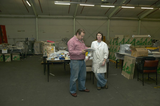 Museum Victoria curators packing objects at the old Kodak Factory site, Coburg, for transfer to the museum