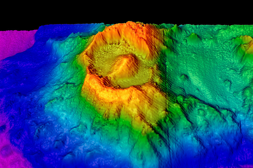 3D imagery of an eye shaped caldera 