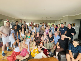 Dozens of people in family home.