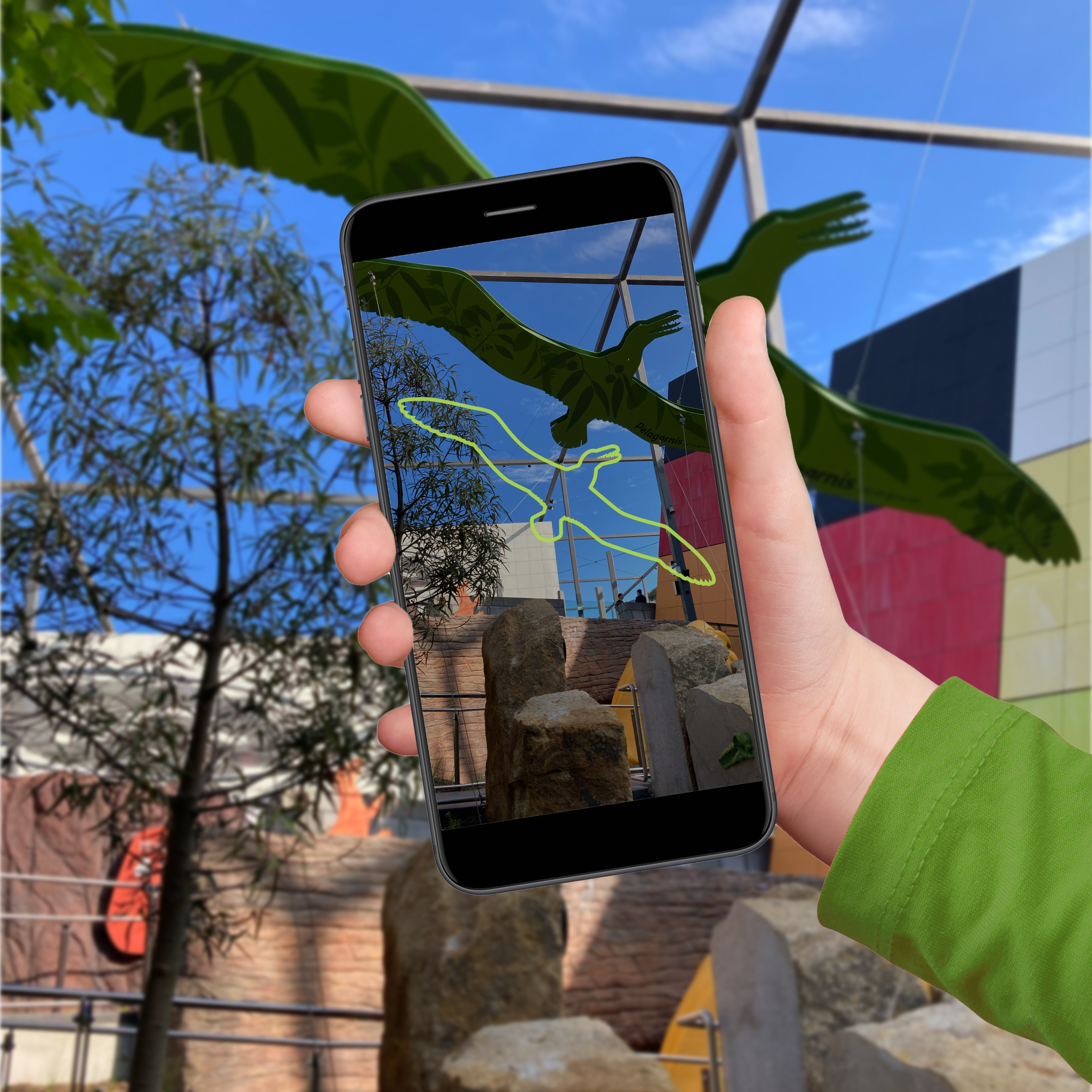 Boy scanning a part of the Gondwana Garden
