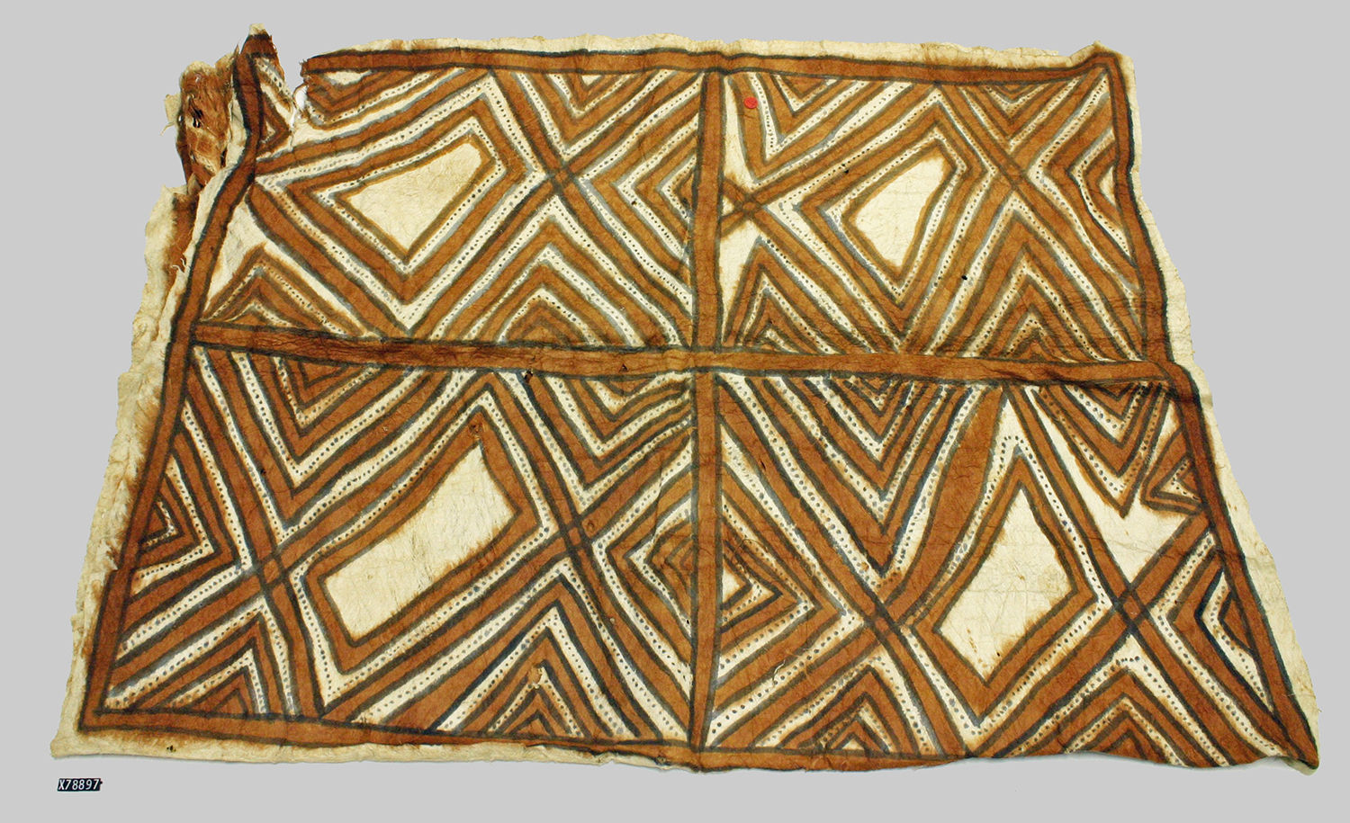 Bark cloth painted with an angular design