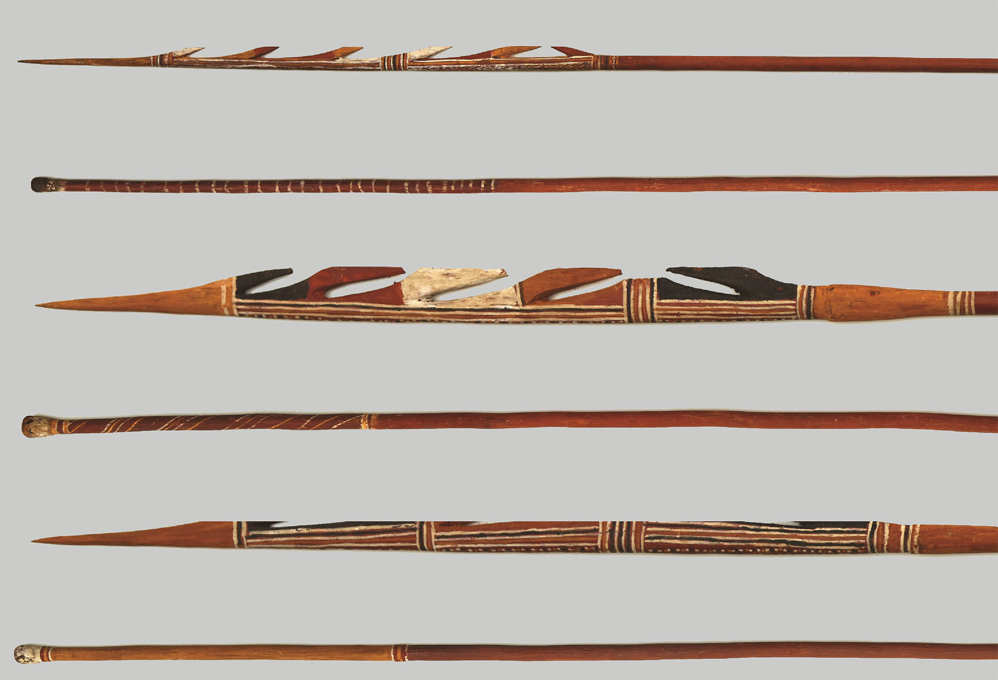 Detail of spears on grey background