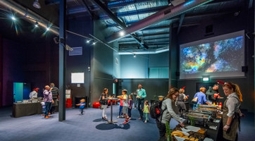 People in the planetarium foyer