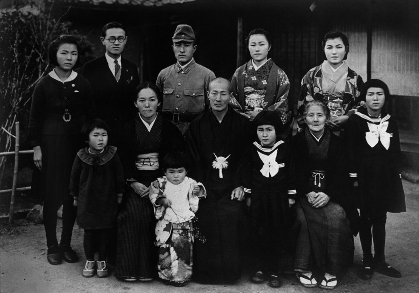 Black and white family portrait