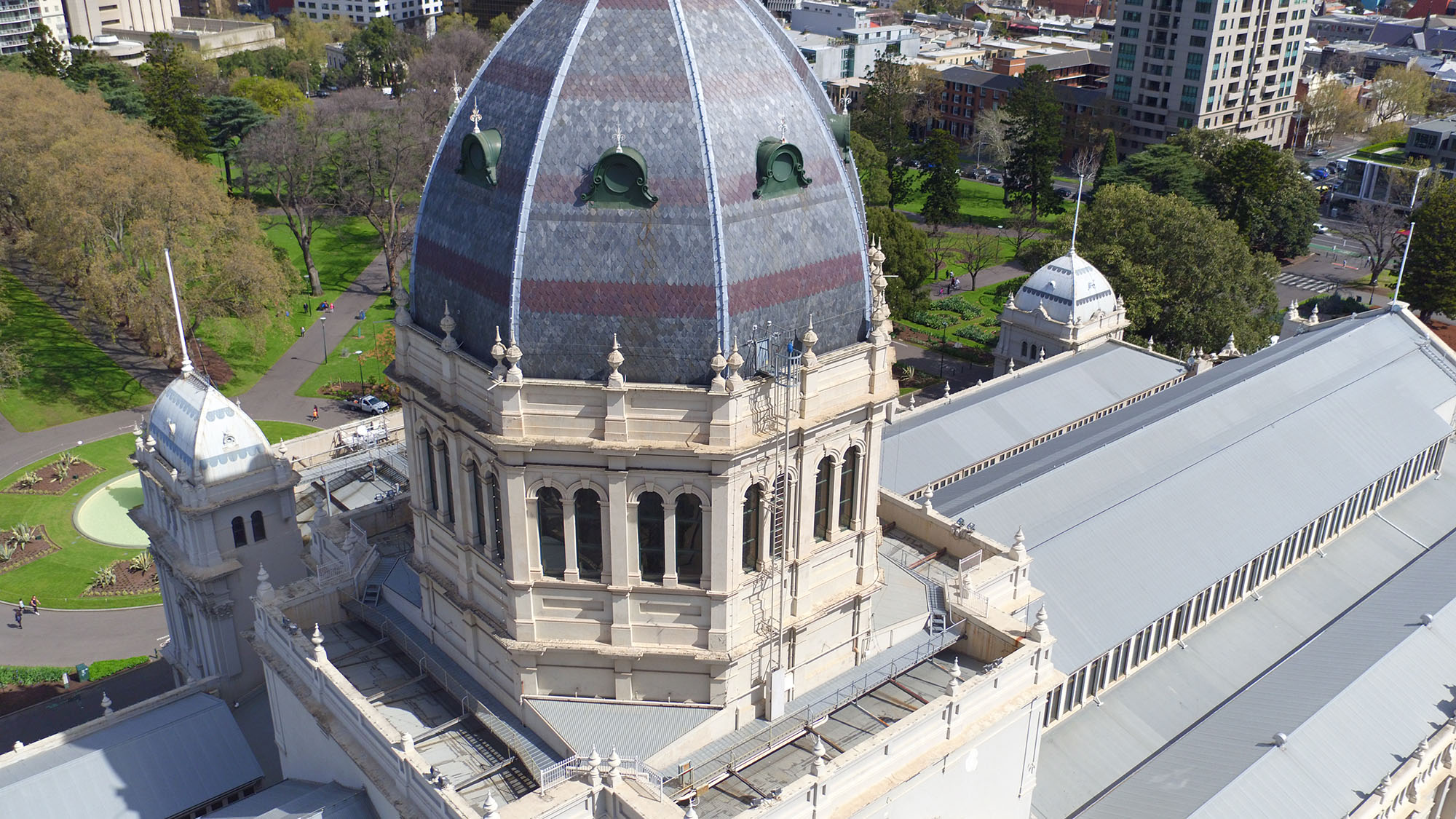 Aerial view of the Royal Exhibition Building