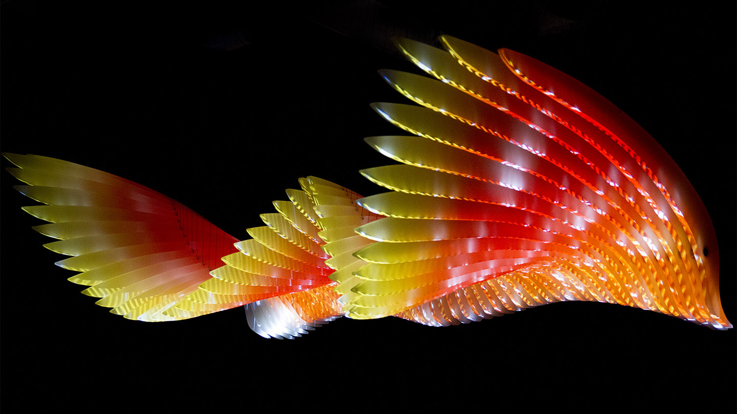 colourful wing sculpture
