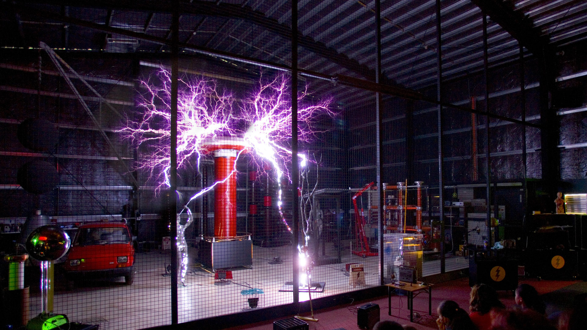 The Tesla Coil discharging 2.3 million volts of electricity through lightning