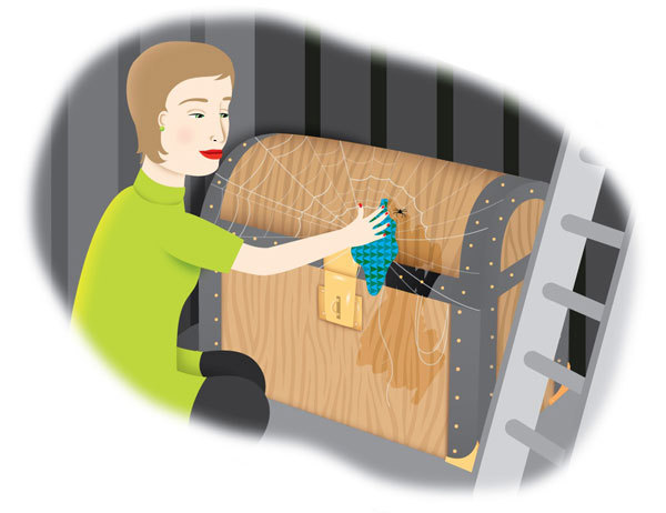 Hannah's mother cleaning chest