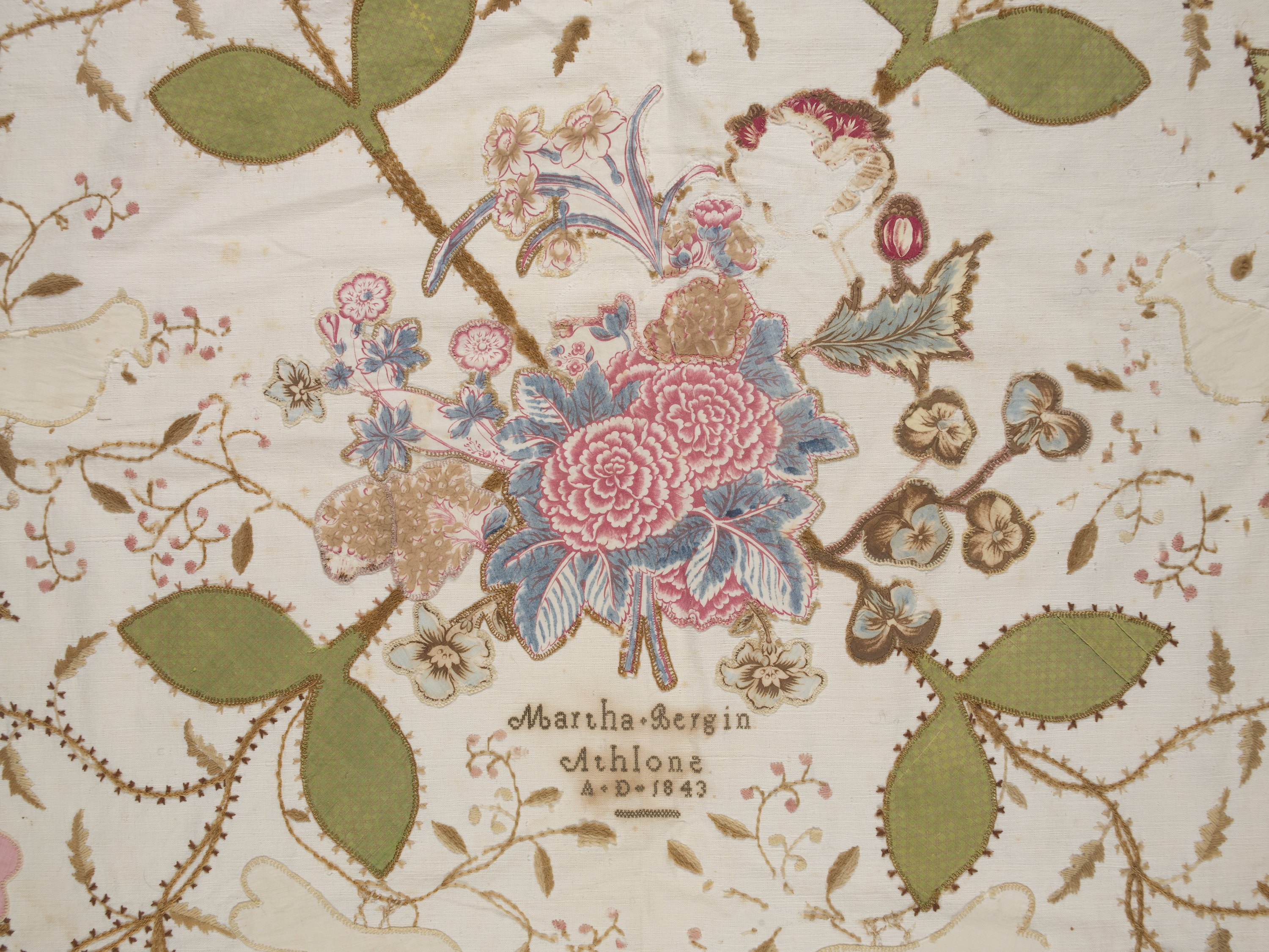Detail of a quilt made in 1843