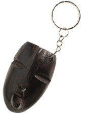 Wooden carved mask key ring.
