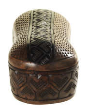 Wooden carved jewellery box with lid.