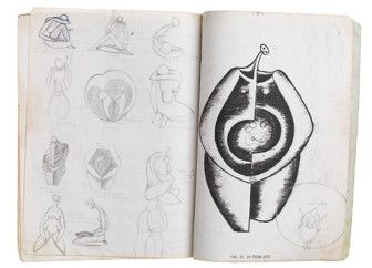 Art Study Notebook with Nickel Mundabi's notes and sketches.