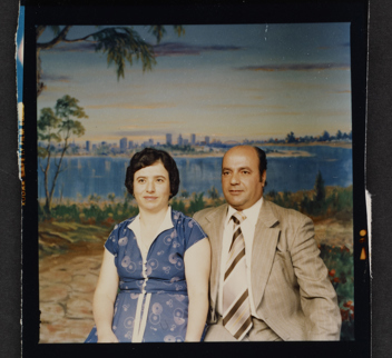 Studio portrait of couple, ca. 1970.