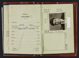 Open view of Lebanese Passport belonging to Tansa Eid, 1966.