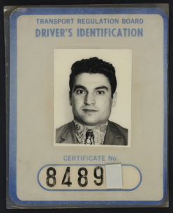 Taxi Driver's ID Card belonging to Romanos Eid, 1972.