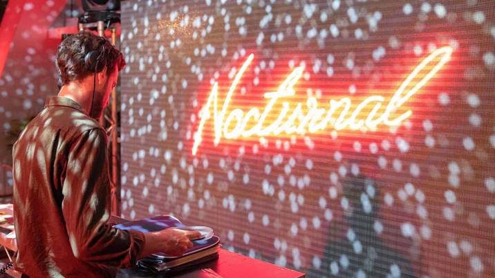 A Dj playing at Nocturnal, Melbourne Museum.